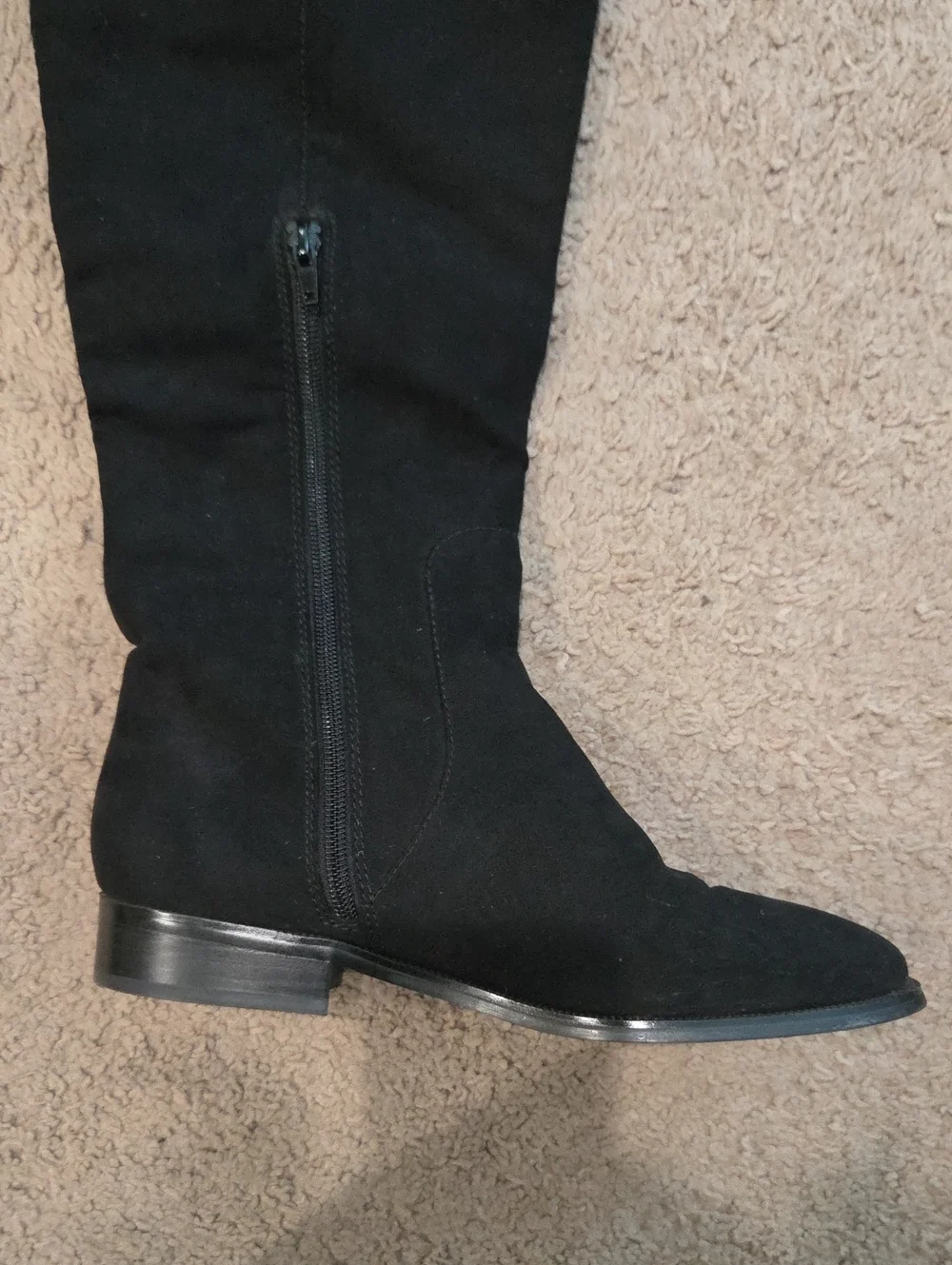 J.Crew Factory Black Microsuede Over The Knee OTK Boots Low Heel Size 9.5 AG056